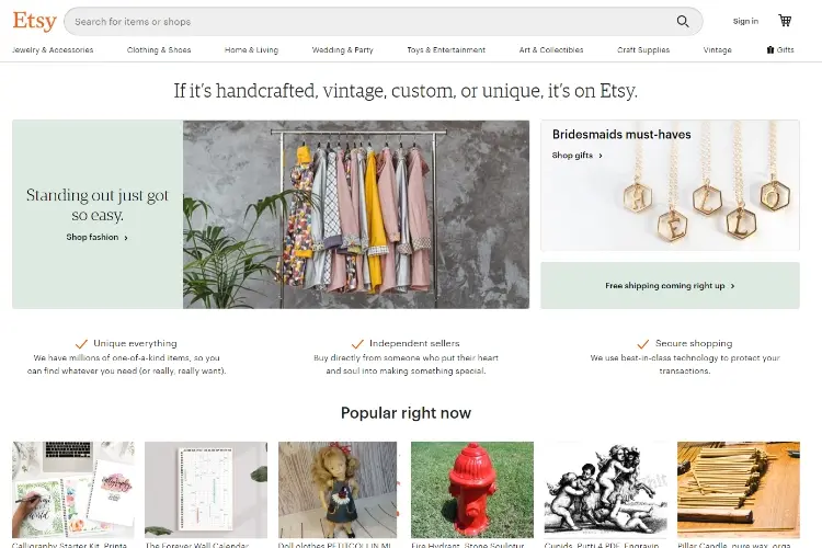 Best Alternatives of Amazon to Shop Online for Anything in 2023: Etsy