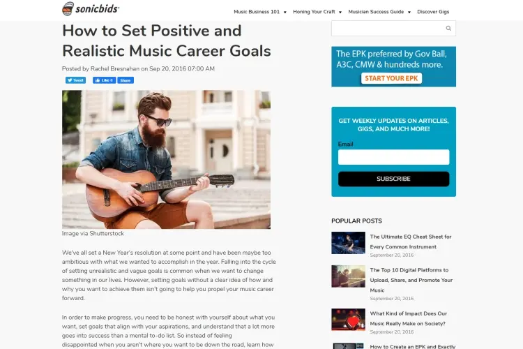 Set career goals in the music industry… 