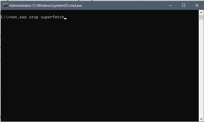 Command Prompt in Disabling SuperFetch