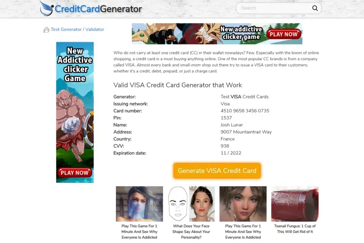 VISA Credit Card Generator: